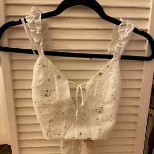 NWT Superdown white and silver top